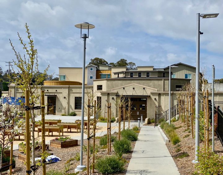 Veterans Village, veterans affordable housing, landscaped garden walkway — VMWP