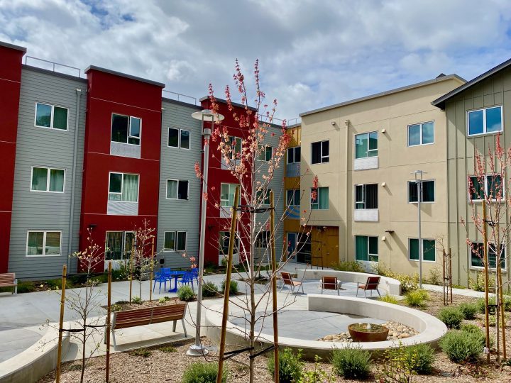 Veterans Village, veterans affordable housing, residential courtyard — VMWP