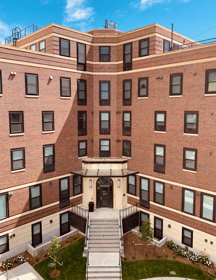 Sienna on Sloan's Lake, Colorado adaptive reuse, main entrance — VMWP
