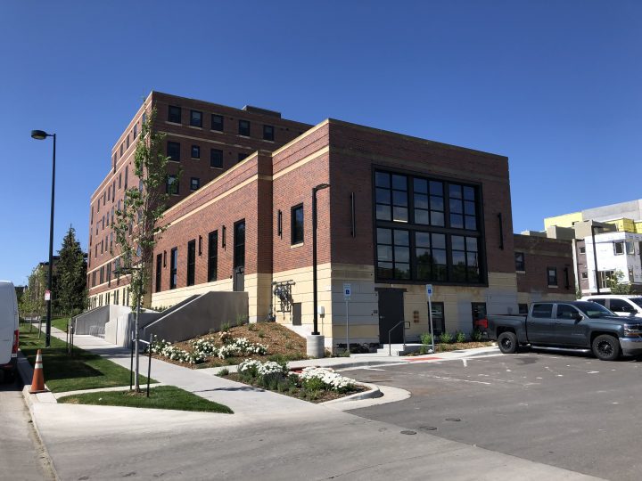 Sienna on Sloan's Lake, Colorado adaptive reuse, street-side exterior — VMWP