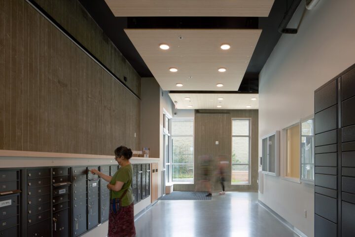 Affordable Family Housing, mailroom, mailboxes, Islais Place, VMWP San Francisco Affordable Housing architect — Photography: Keith Baker