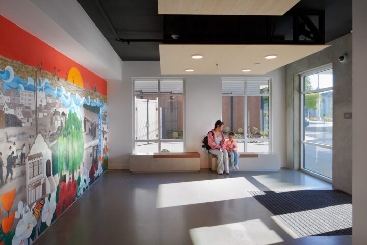 Affordable Family Housing, entry lobby, 4840 Mission, Islais Place, VMWP San Francisco Affordable Housing architect — Photography: Keith Baker