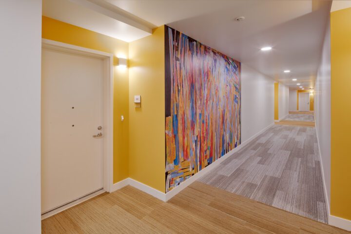 Unit entry, Islais Place, VMWP San Francisco Affordable Housing architect — Photography: Keith Baker