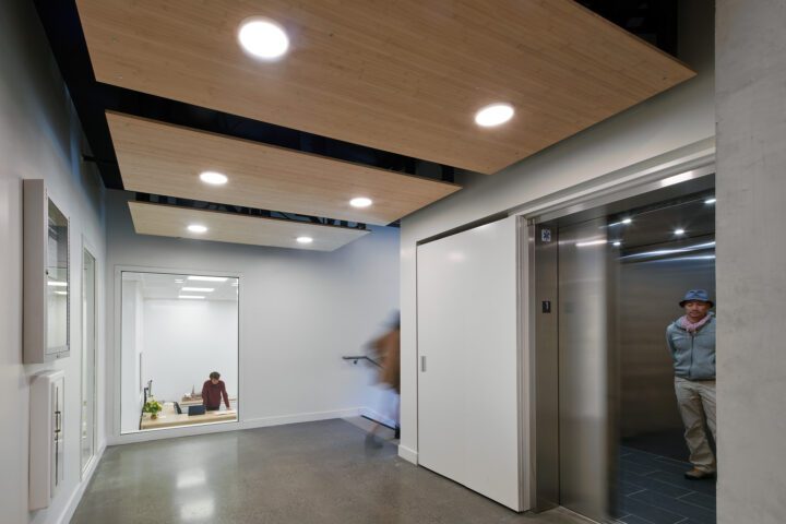 4840 mission, elevator, intersection, Islais Place, VMWP San Francisco Affordable Housing architect — Photography: Keith Baker