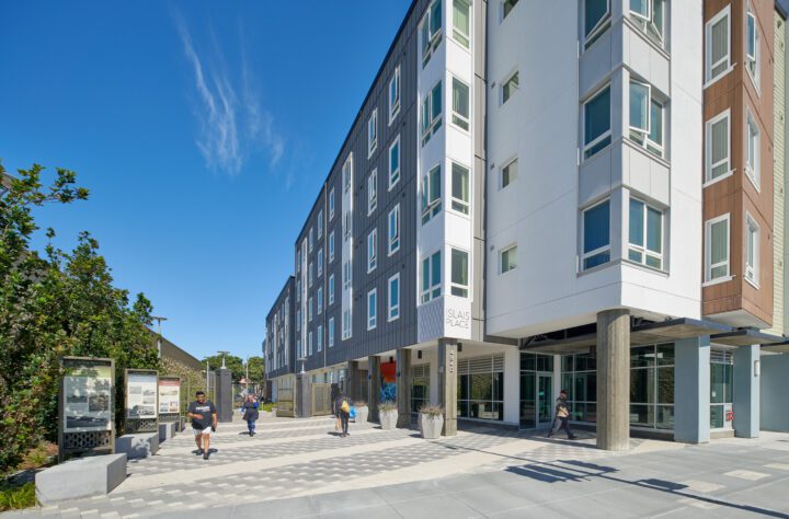 building entry, Islais Place, VMWP San Francisco Affordable Housing architect — Photography: Keith Baker