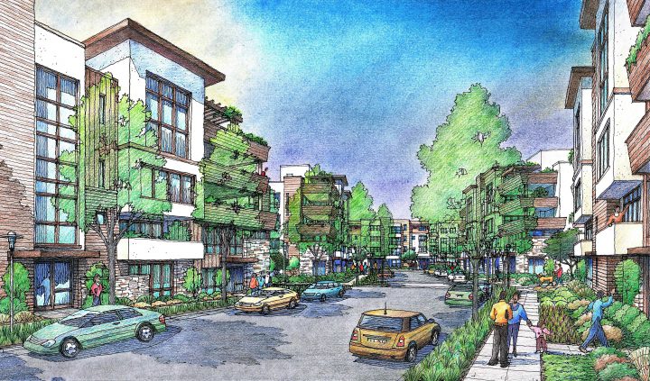 VMWP-Warm_Springs-Metro_Crossing-Urban_Design-TOD_Master_Plan-street — Image: finearchitecturalillustration.com