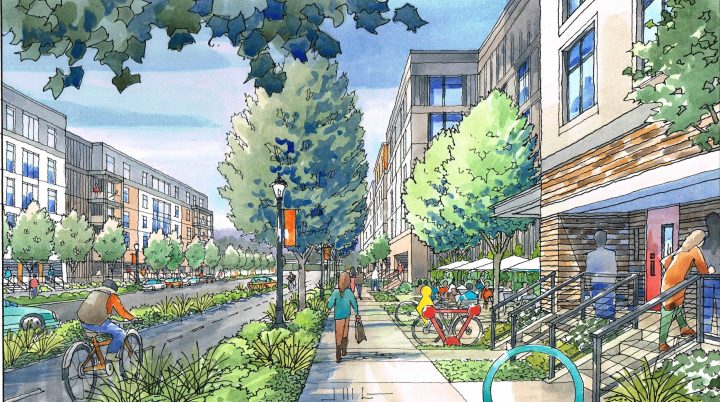 VMWP Shady Oak Station Area Development Strategy Update, Urban Design Minnesota, stoops — Image: finearchitecturalillustration.com
