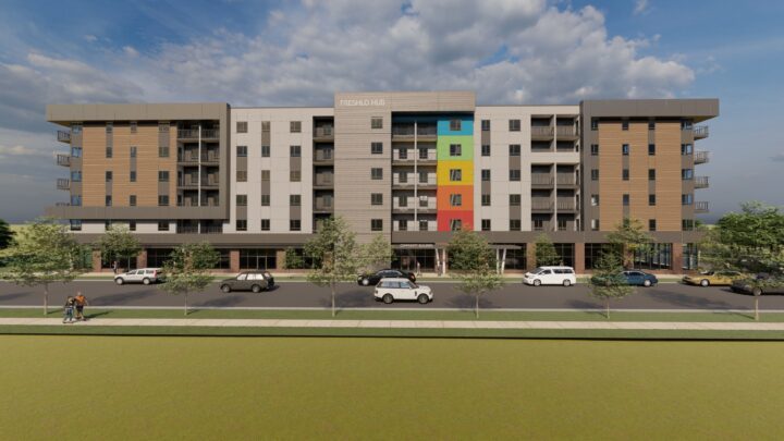 Affordable Housing Atop Mixed-Use Community Montbello FreshLo Hub Denver rainbow