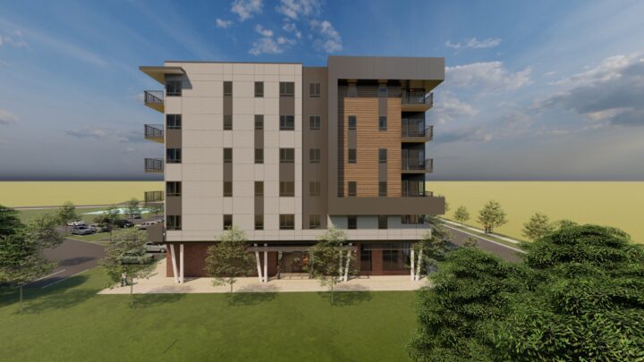 Affordable Housing Atop Mixed-Use Community Montbello FreshLo Hub Denver corner detail
