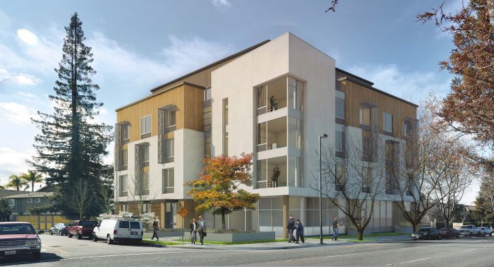 Eagle Park, veterans affordable housing, corner facade rendering — VMWP