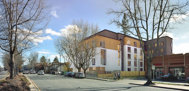 Eagle Park, veterans affordable housing, street corner rendering — VMWP
