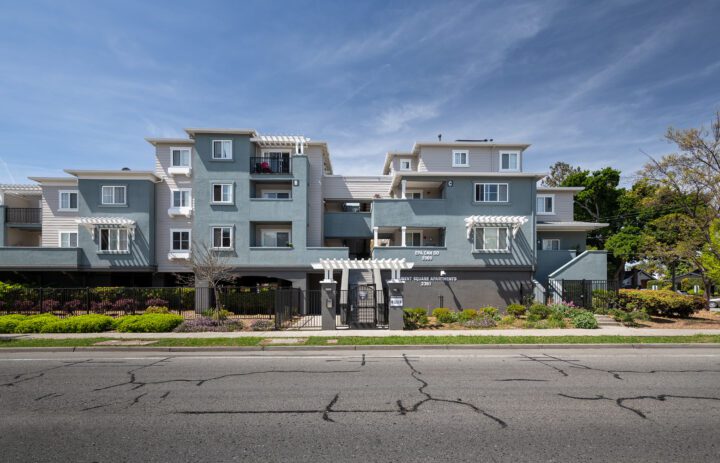 VMWP Nugent Square affordable housing apartment renovation exterior street view — Image: Vantage Point Photography