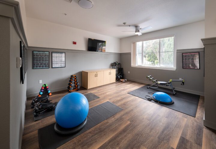 VMWP Nugent Square affordable housing apartment renovation gym — Image: Vantage Point Photography
