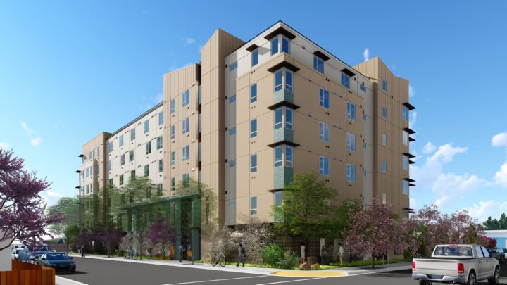 Monarch at Redwood, North Fair Oaks Apartments Infill Affordable Housing CORNER 2 — Image: VMWP