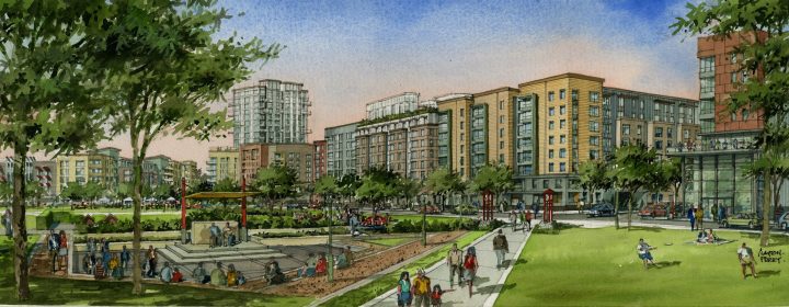 Cisco Village Vision Plan, urban design, waterfront park rendering — VMWP