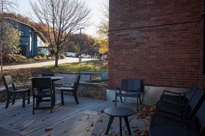 Maple Hills Apartments Renovation Minneapolis patio — Image: VMWP