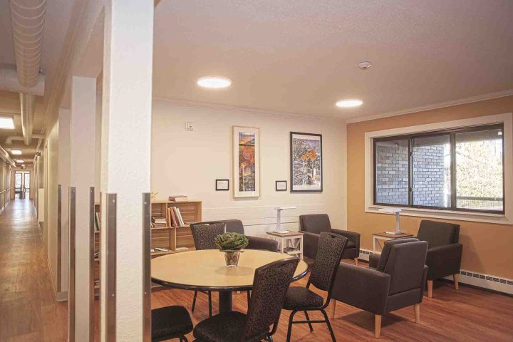 Maple Hills Apartments Renovation Minneapolis lobby hallway — Image: VMWP