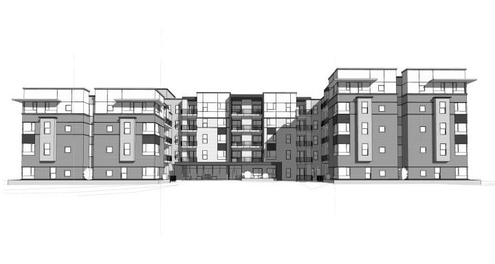 adaptive re-use hospital to affordable housing, side view elevations — VMWP