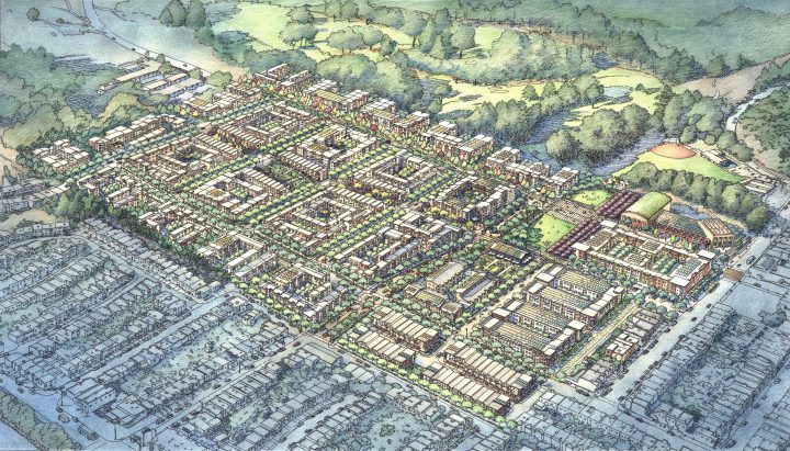 San Francisco Master Plan, Sunnydale HOPE SF, aerial — Artwork: Jeffrey Michael George
