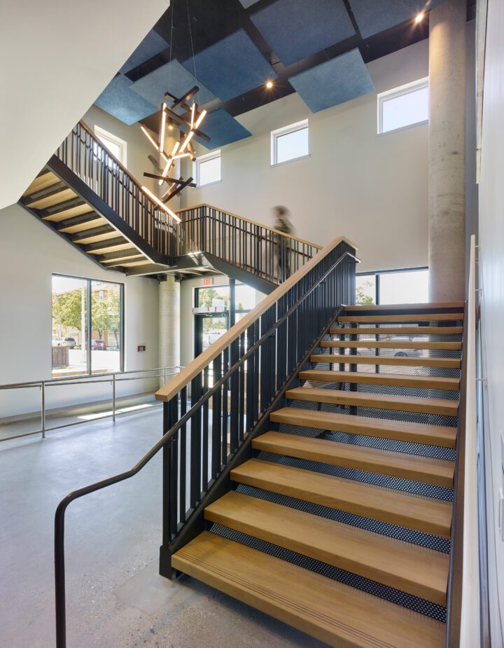 Timber Senior Apartments, affordable senior housing, Newark, California, staircase — Image: © Ken Gutmaker