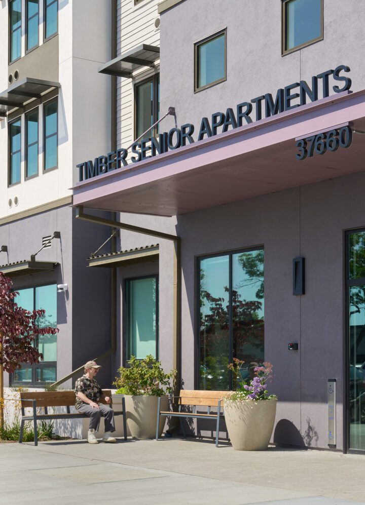Timber Senior Apartments, affordable senior housing, Newark, California, entrance — Image: © Ken Gutmaker