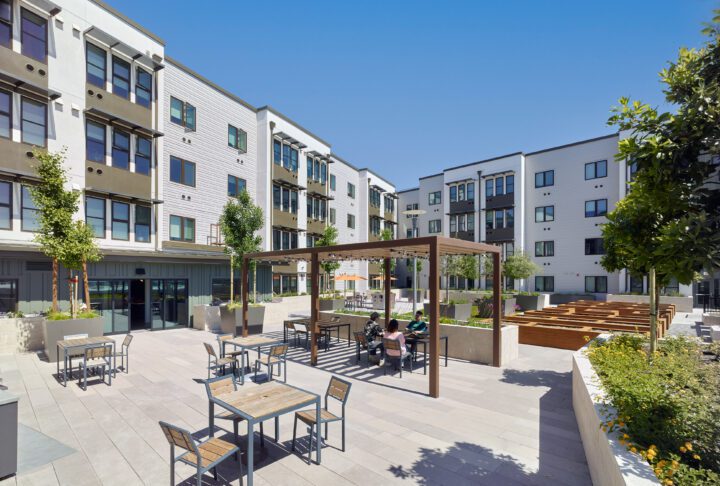 Timber Senior Apartments, affordable senior housing, Newark, California, courtyard — Image: © Ken Gutmaker