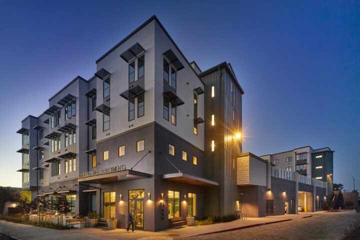 Timber Senior Apartments, affordable senior housing, Newark, California, good evening  — Image: © Ken Gutmaker