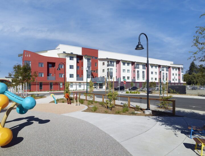 MidPen's Casa Roseland , VMWP affordable housing architect, view from park — MidPen's Casa Roseland , VMWP affordable housing architect,