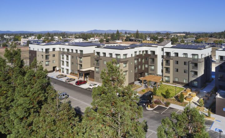 Laurel at Perennial Park, affordable housing architect, residential complex aerial — VMWP