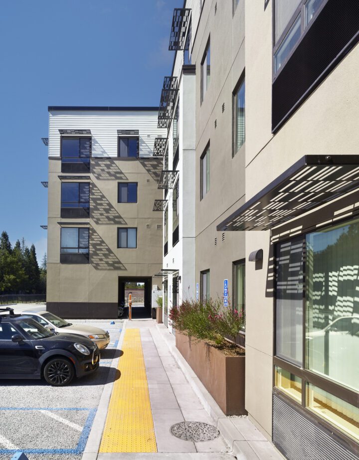 Laurel at Perennial Park, affordable housing architect, side entrance walkway — VMWP
