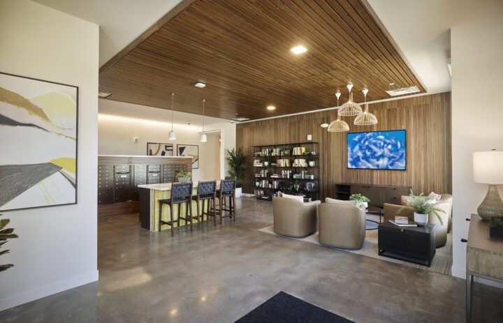 Laurel at Perennial Park, affordable housing architect, resident lounge interior — VMWP