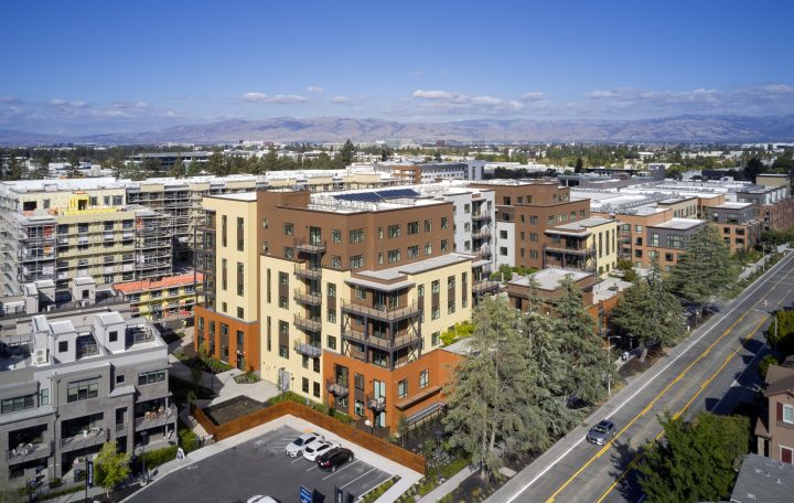 transit oriented condominiums Vantage at The Station condos aerial — Image: Ken Gutmaker