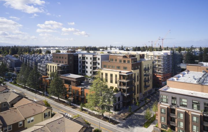transit oriented condominiums Vantage at The Station condos aerial — Image: Ken Gutmaker