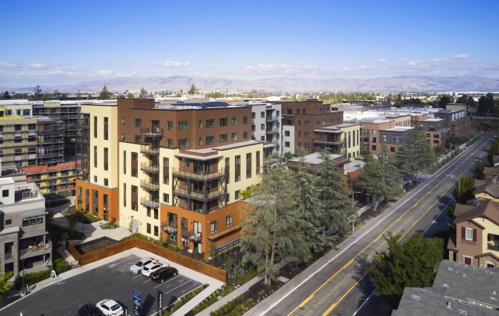 transit oriented condominiums Vantage at The Station condos aerial — Image: Ken Gutmaker