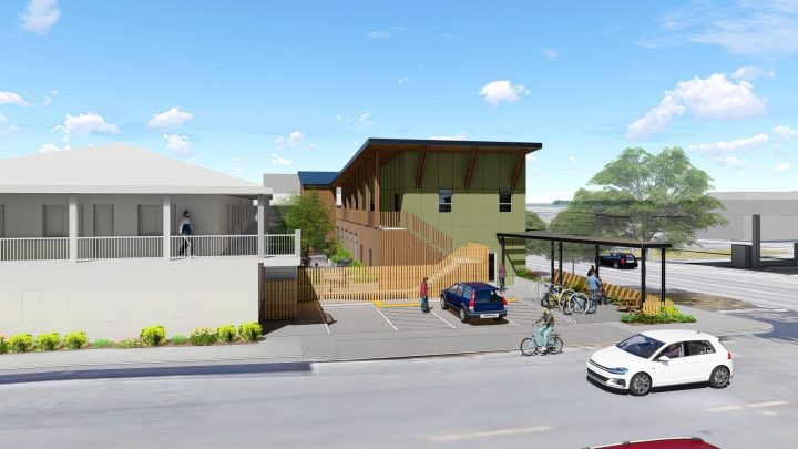 Mother Bernard House, motel conversion, secondary entrance rendering — VMWP