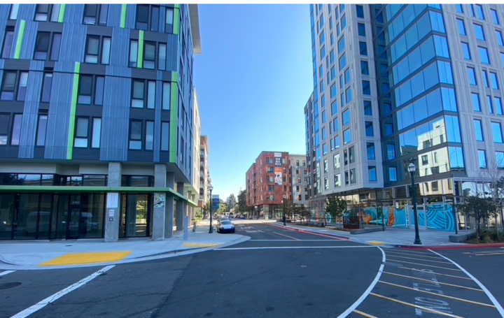 MacArthur BART Transit Village Master Plan corner current — Image: Google Maps