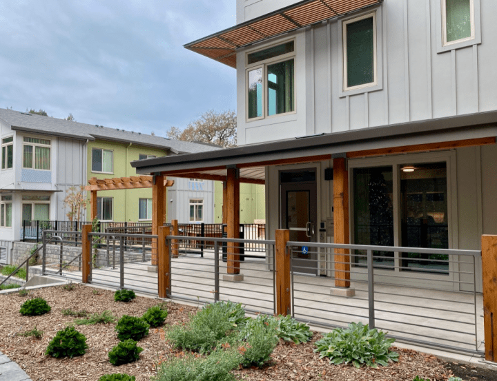 Victory Village, senior housing, covered entry porch — VMWP