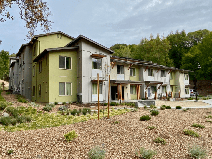 Victory Village, senior housing, landscaped rear facade — VMWP