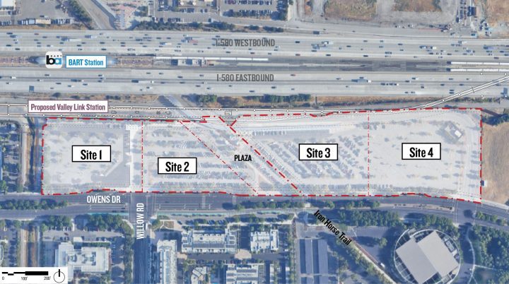 Pleasanton BART Concept Plan aerial view — Image: VMWP