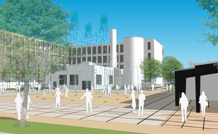 aerial rendering ilion master plan revitalization pedestrian experience